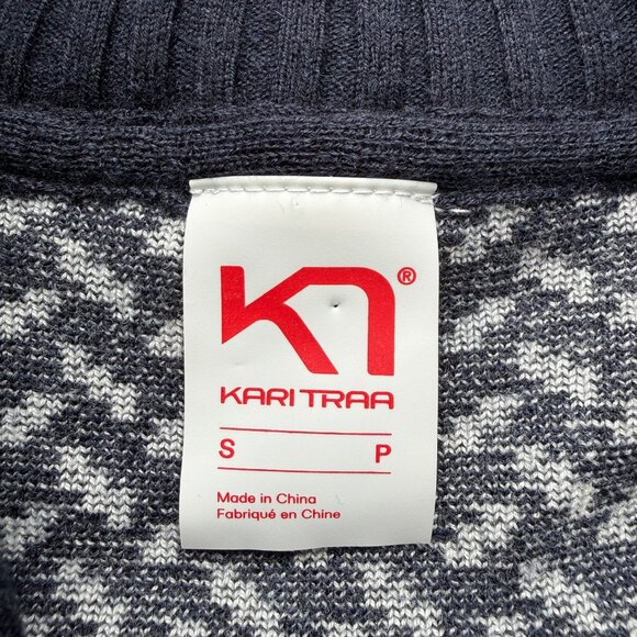 KARI TRAA Smekker Navy White Knit Long Sleeve Zip Turtleneck Sweater Small - Picture 13 of 14